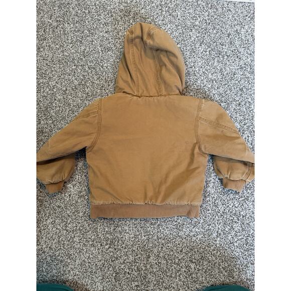 Carhartt Jacket Kids XXS 4-5 Tan Canvas Quilt Lined Hooded Full Zip Coat Youth - Picture 4 of 7